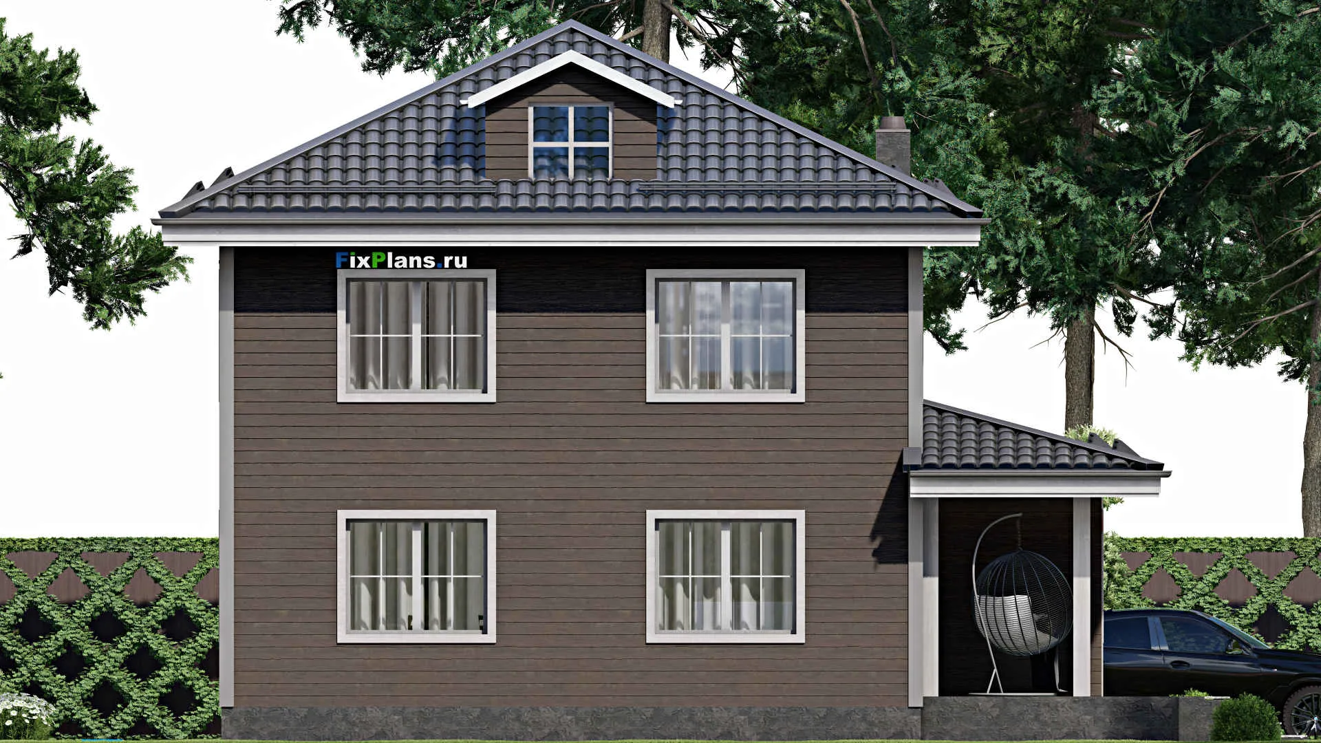 F-3221 - Планы двухэтажного дома 10 на 11, площадью 140 м² с террасой и 3 спальнями