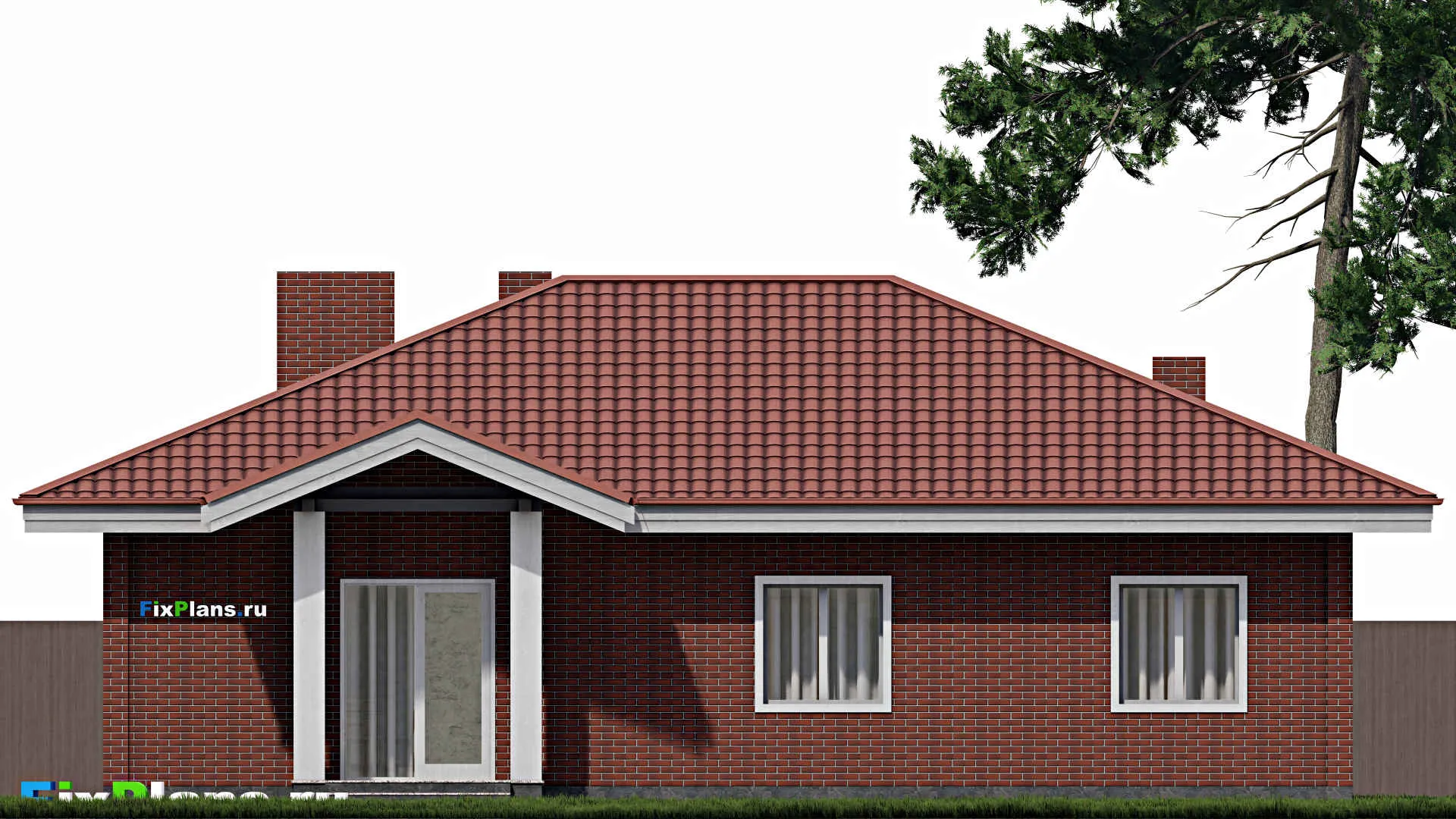 F-0665 - Проект одноэтажного дома 11 на 15, площадью 290 м² с террасой и 8 спальнями