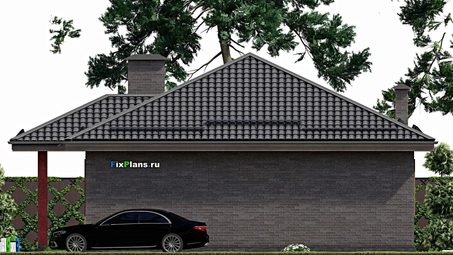 F-3581 - Проект одноэтажного дома 11 на 14, площадью 120 м² с 3 спальнями