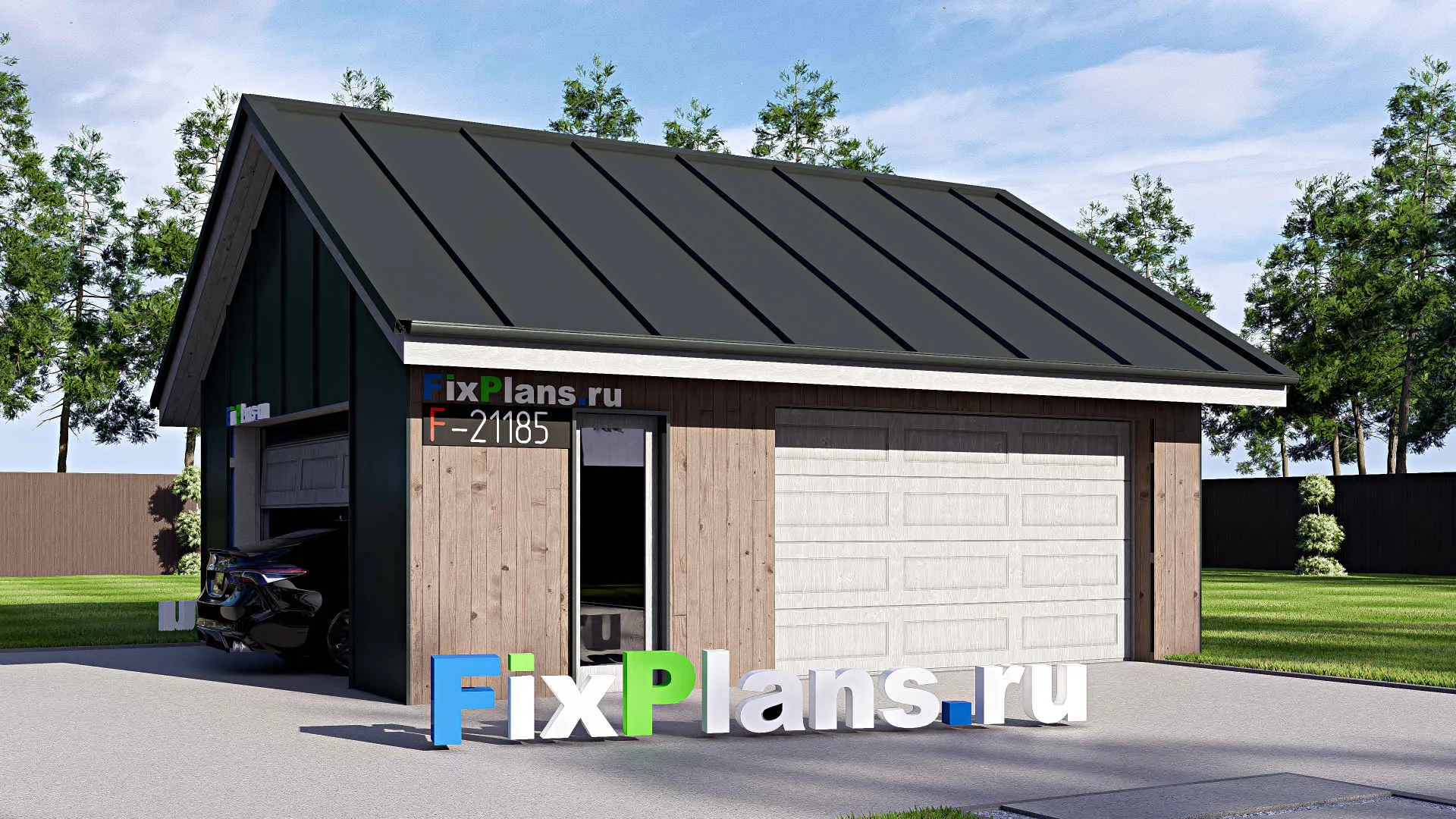 F-21185 - Проект гаража 7 на 8, площадью 50 м² на 2 машиноместа