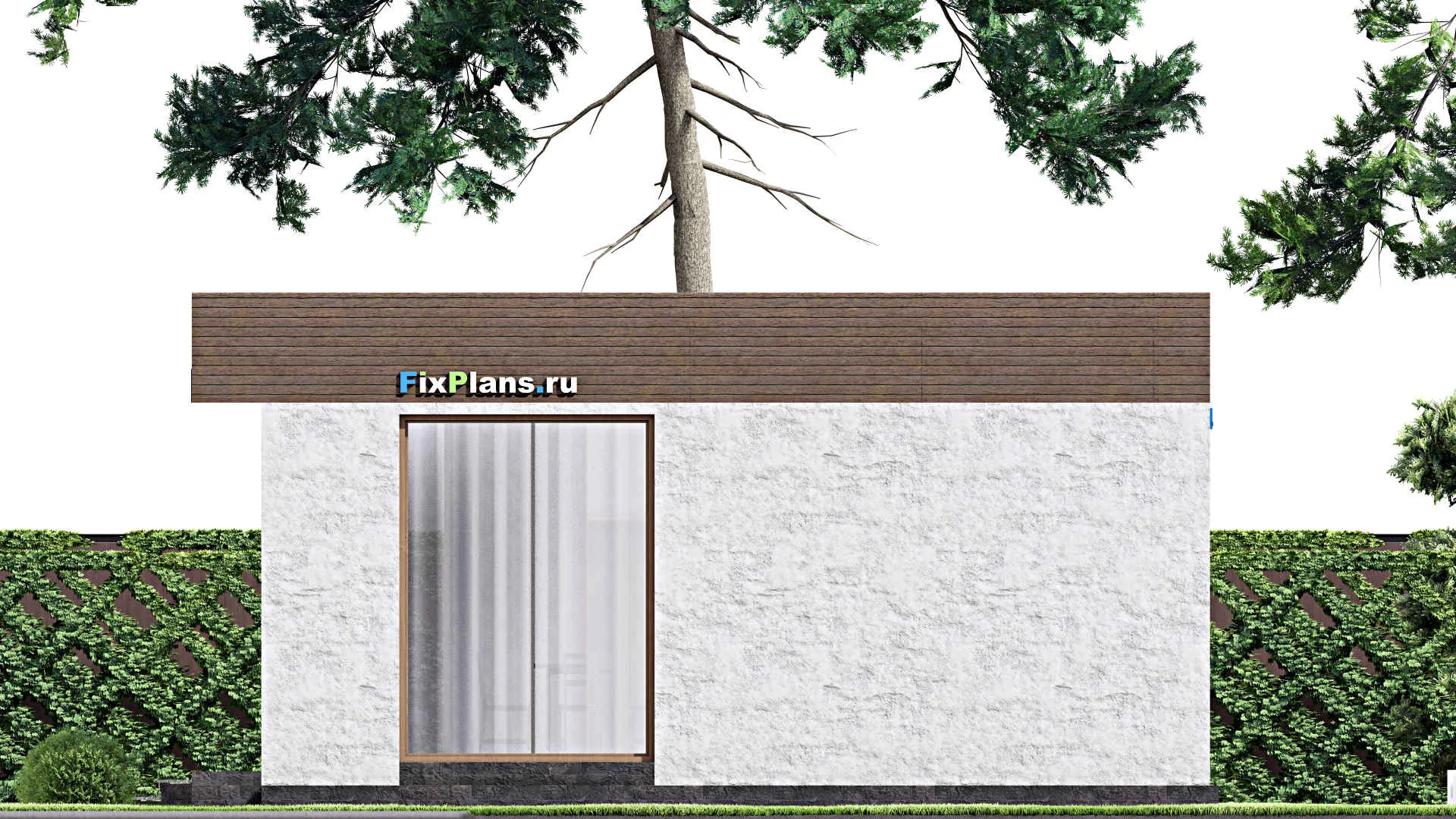 F-15011 - Проект бани 9 на 11, площадью 70 м² с комнатой отдыха, терассой и санузлом