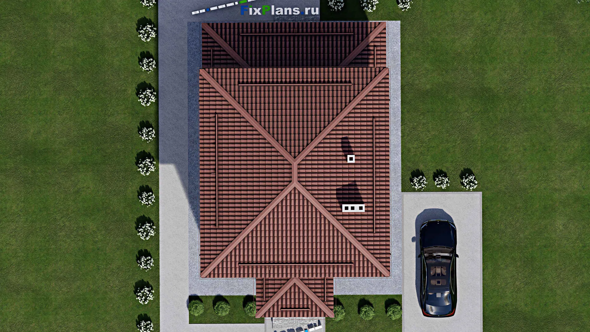 F-2159 - Планы двухэтажного дома 9 на 10, площадью 140 м² с террасой, баней и 3 спальнями