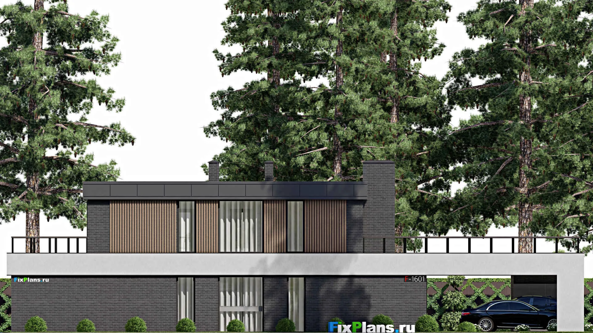 F-1601 - Проект двухэтажного дома 14 на 26, площадью 320 м² с террасой и 3 спальнями