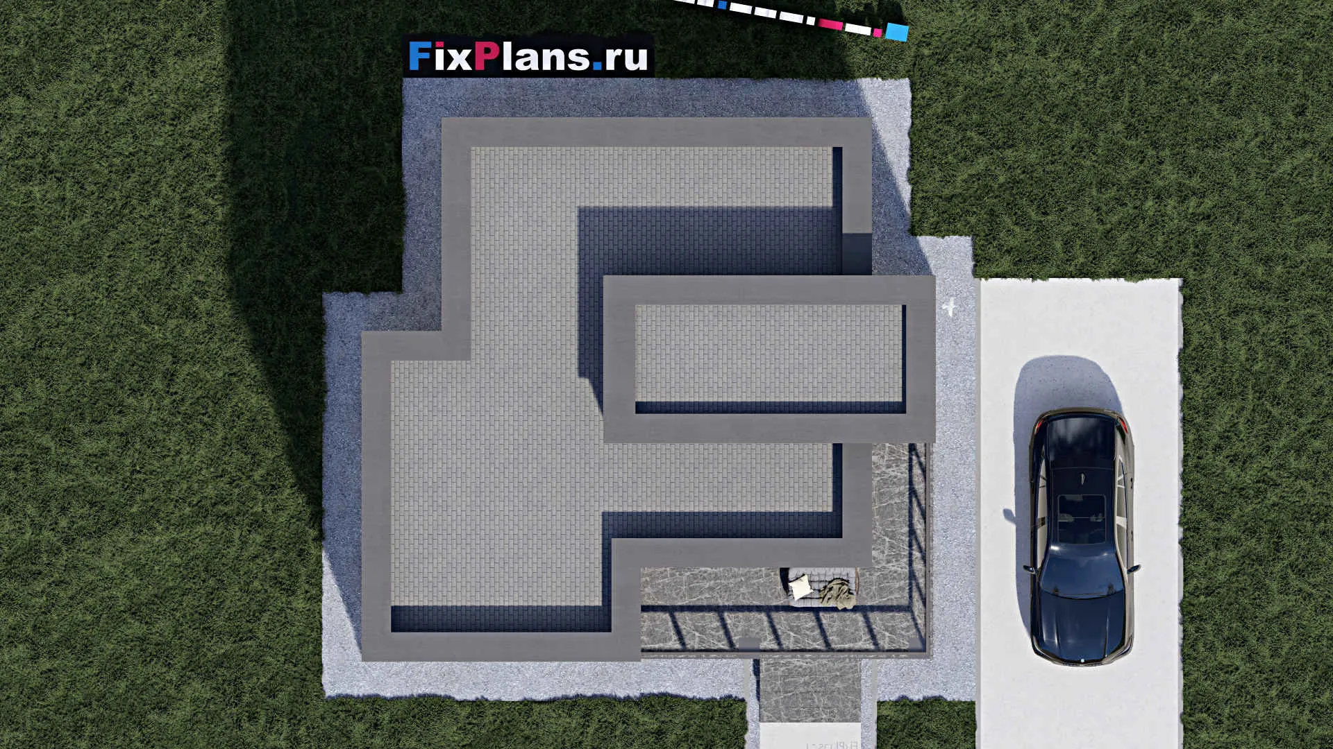 F-1295 - Проект двухэтажного дома 11 на 11, площадью 150 м² с террасой и 3 спальнями