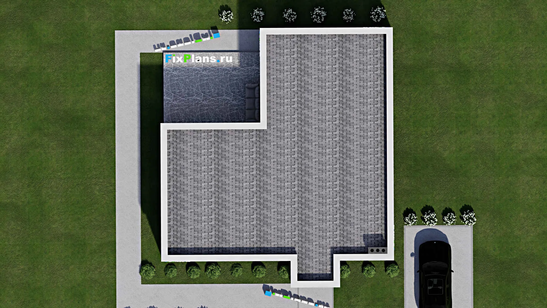 F-7190 - Проект одноэтажного дома 14 на 16, площадью 170 м² с террасой и 3 спальнями