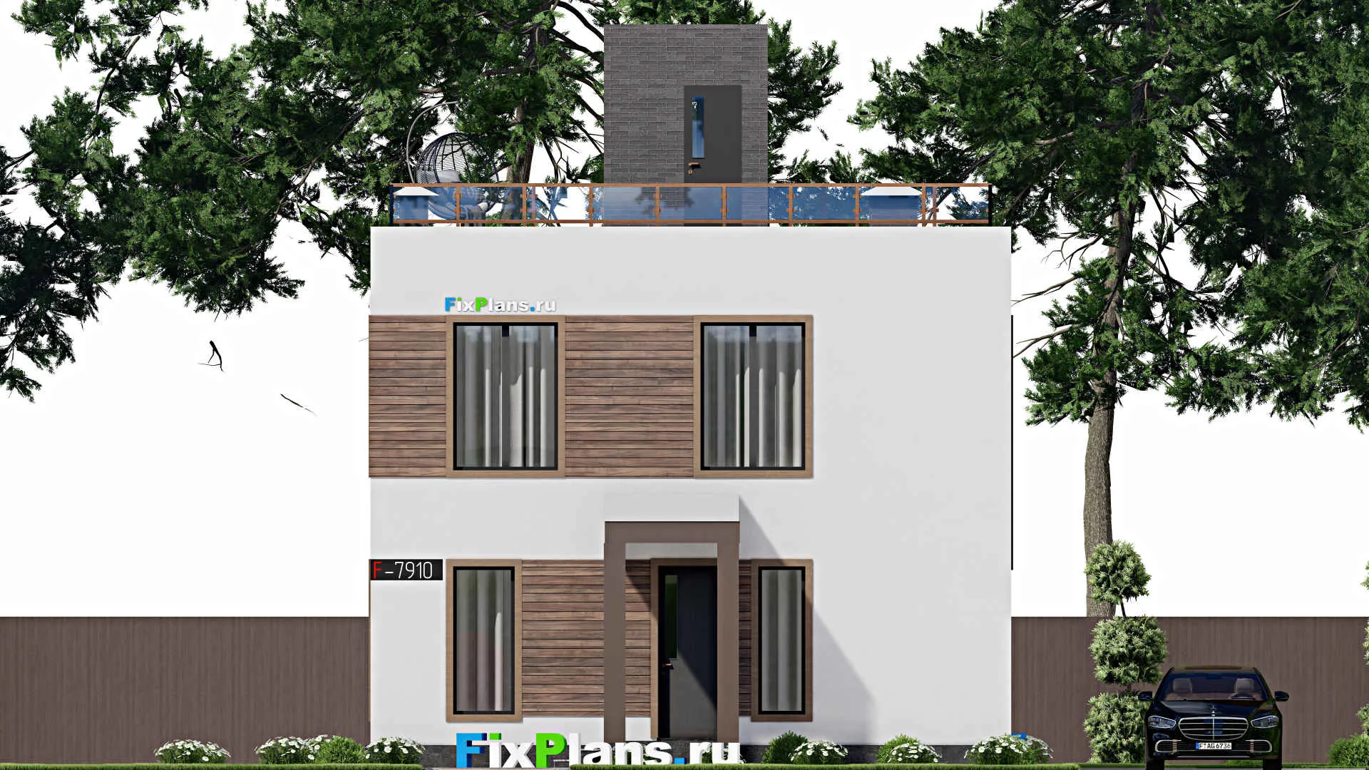 F-7910 - Планы двухэтажного дома 9 на 10, площадью 70 м² с 2 спальнями