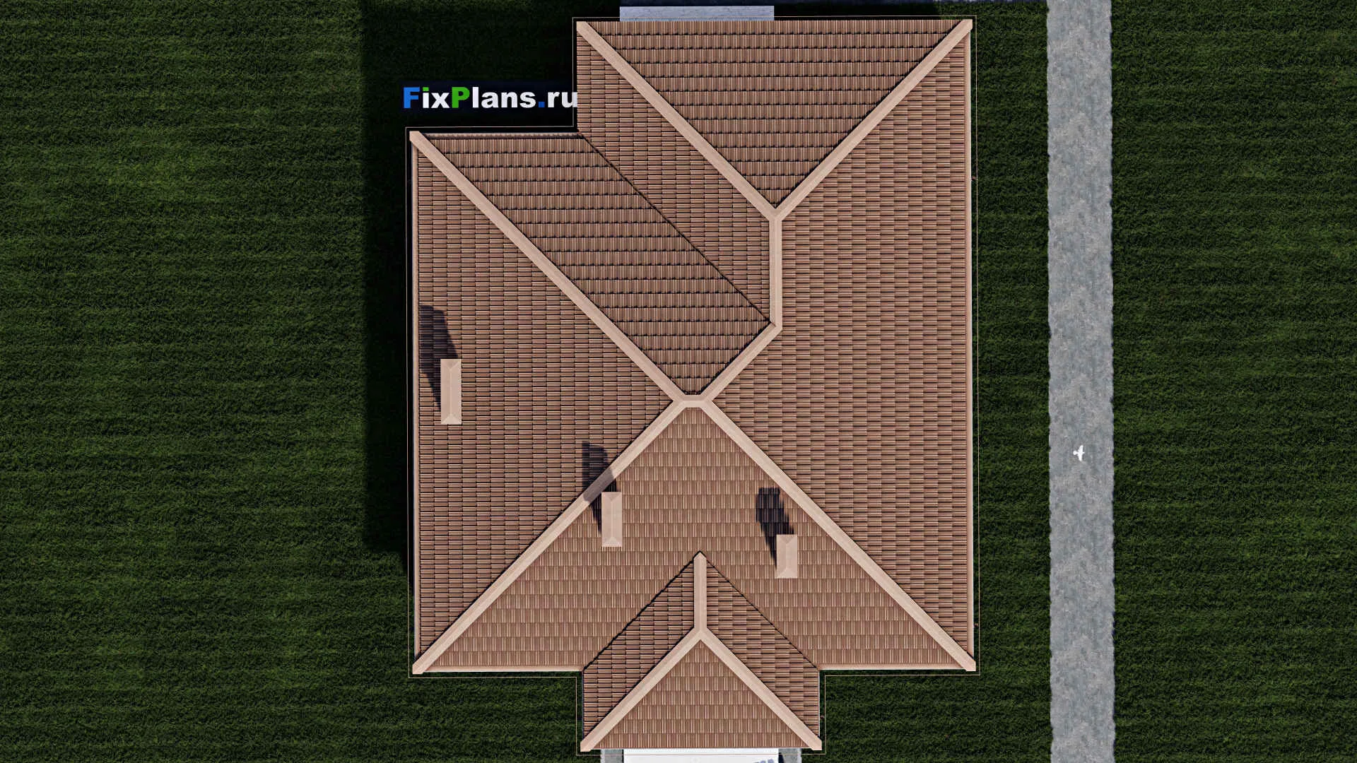 F-0656 - Проект одноэтажного дома 12 на 12, площадью 130 м² с террасой и 3 спальнями