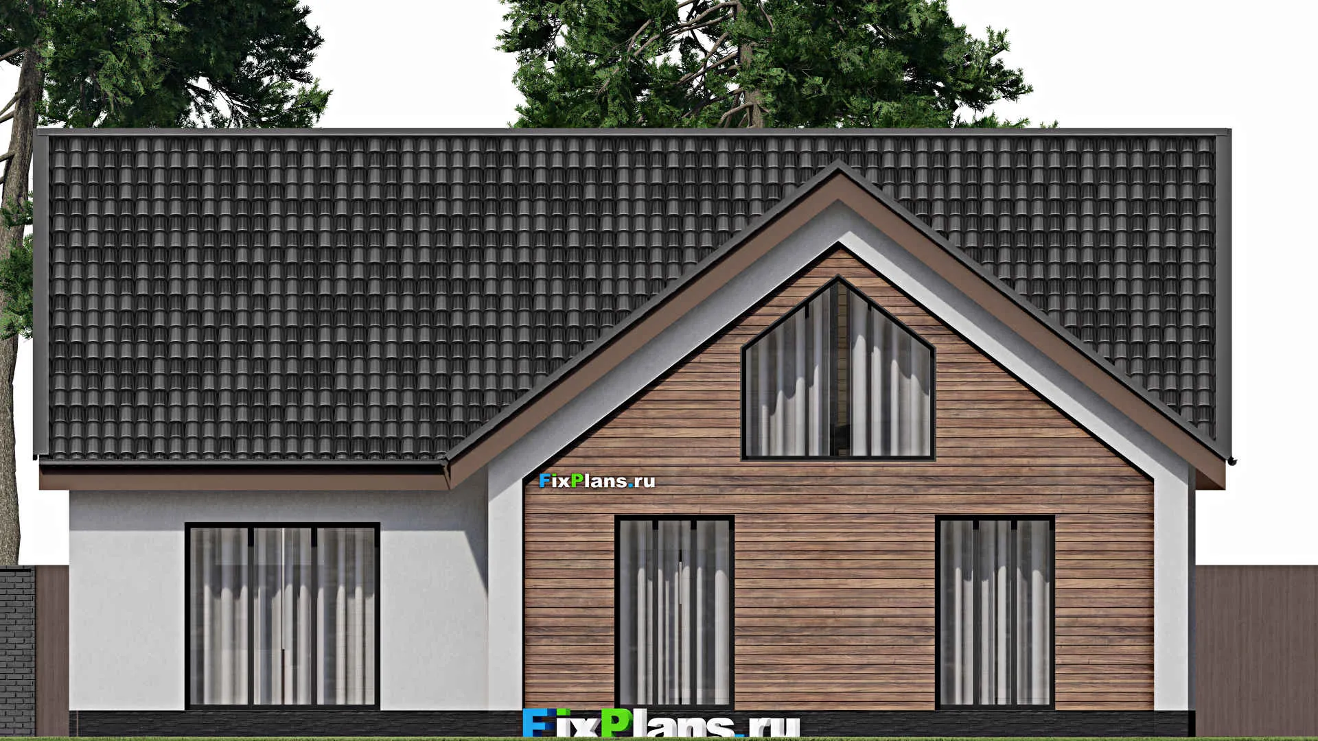 F-1007 - Проект дома с мансардой 12 на 15, площадью 230 м² с 6 спальнями