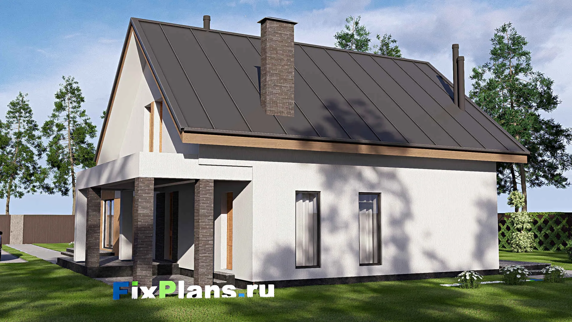 F-19682 - Планы дома с мансардой 16 на 22, площадью 350 м² с террасой, балконом и 4 спальнями