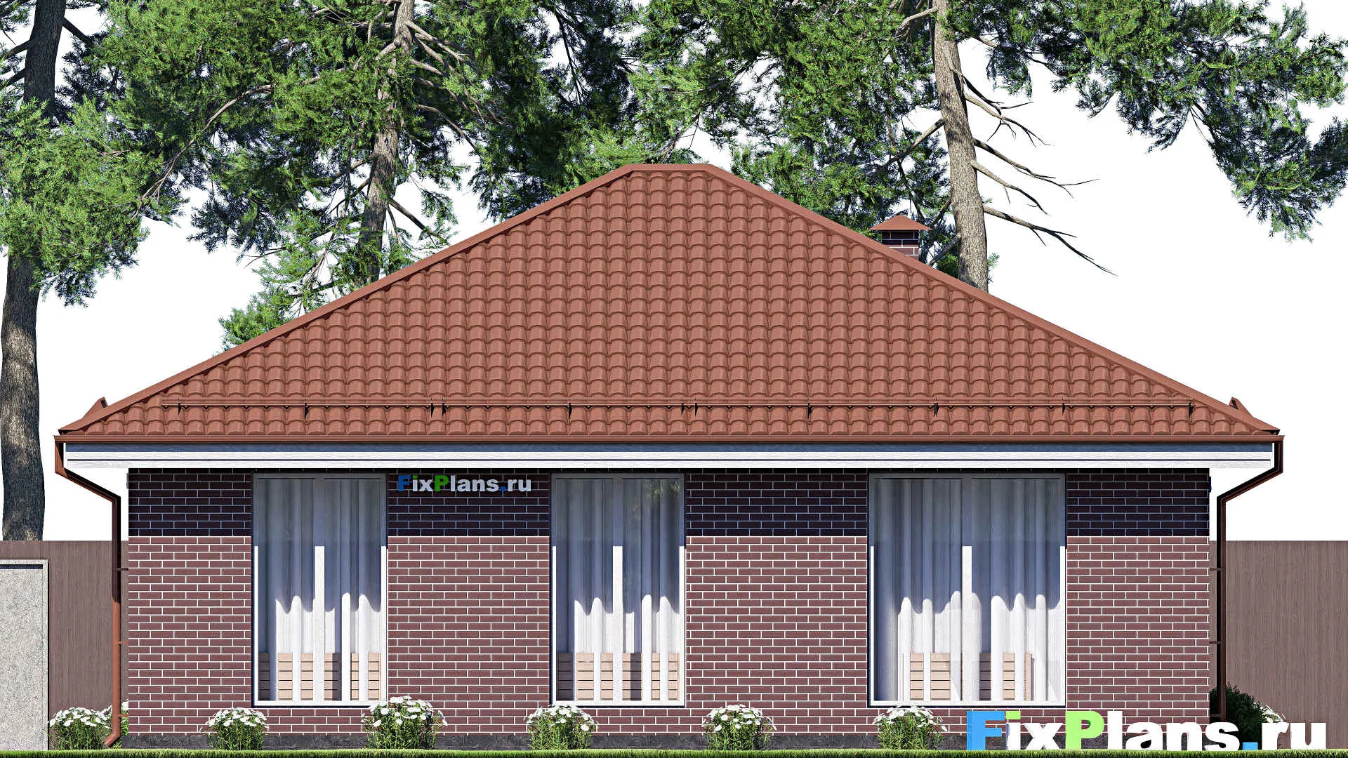 F-18296 - Проект одноэтажного дома 12 на 13, площадью 120 м² с 2 спальнями