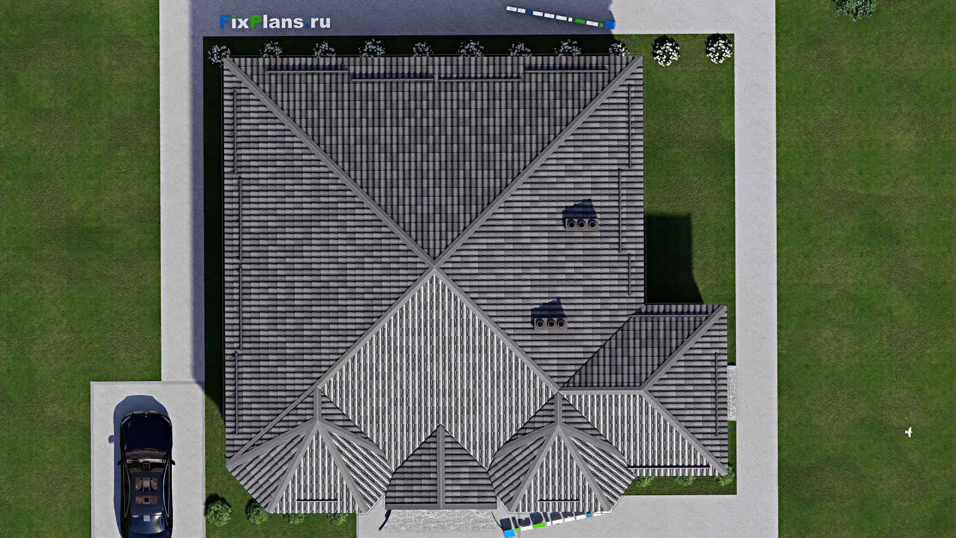 F-7316 - Проект одноэтажного дома 15 на 16, площадью 190 м² с террасой и 4 спальнями