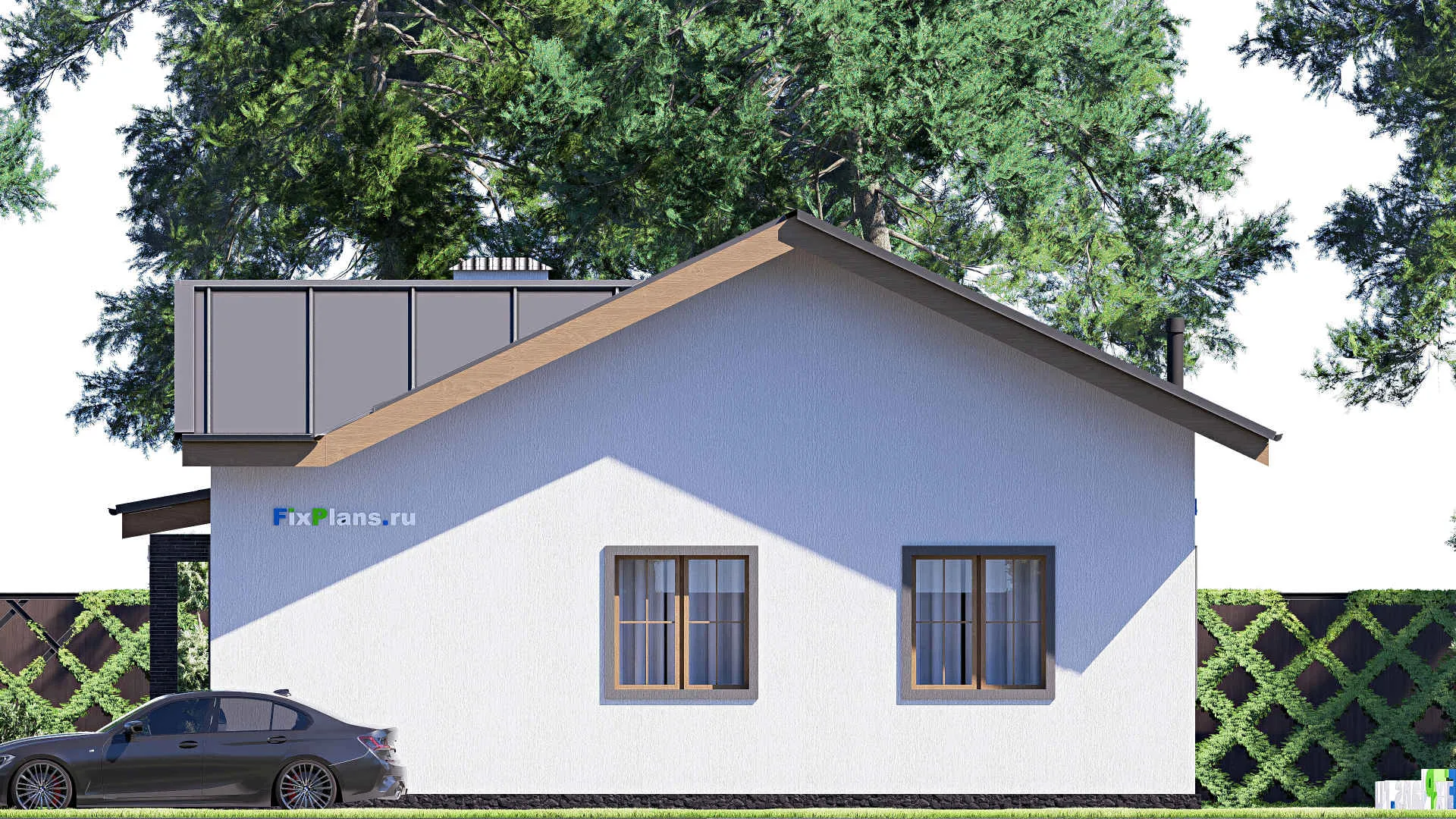 F-19826 - Проект одноэтажного дома 12 на 13, площадью 120 м² с террасой и 3 спальнями