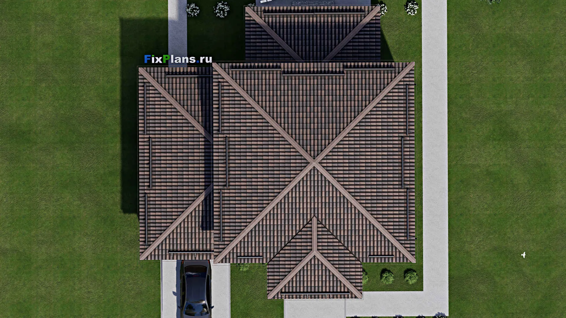 F-8387 - Проект двухэтажного дома 15 на 17, площадью 230 м² с террасой, балконом, гаражом на 1 машину и 3 спальнями