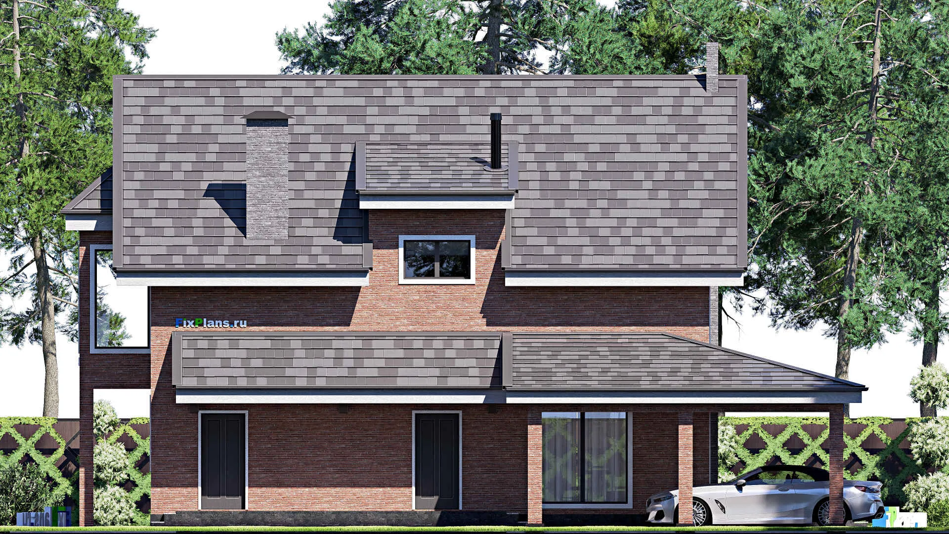 F-18530 - Проект дома с мансардой 14 на 17, площадью 240 м² с террасой, балконом и 3 спальнями