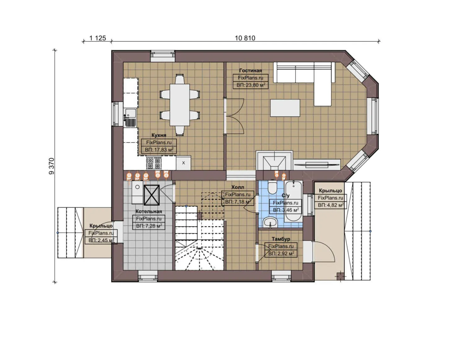 F-5417 - Планы двухэтажного дома 10 на 11, площадью 140 м² с 3 спальнями