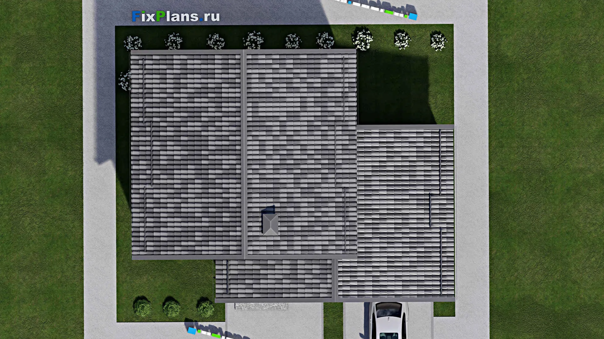 F-5795 - Проект дома с мансардой 11 на 14, площадью 150 м² с гаражом на 1 машину и 3 спальнями