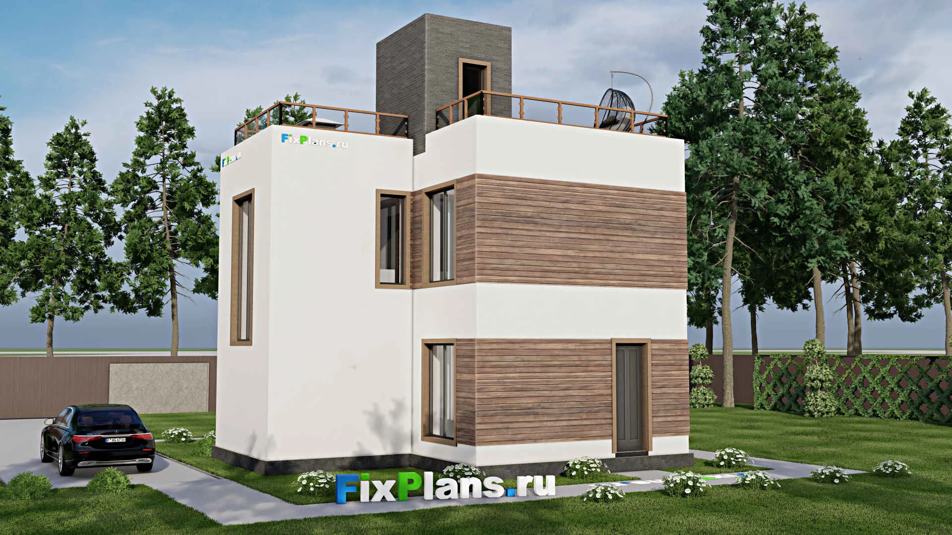 F-7910 - Планы двухэтажного дома 9 на 10, площадью 70 м² с 2 спальнями