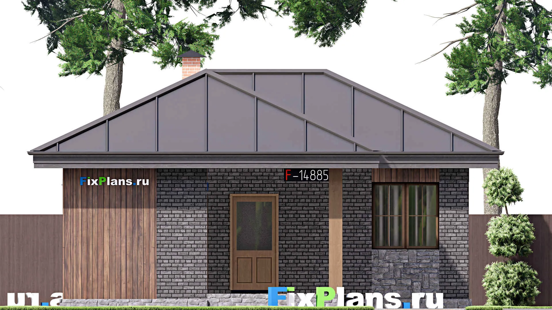 F-14885 - Проект бани 9 на 12, площадью 70 м² с терассой и санузлом