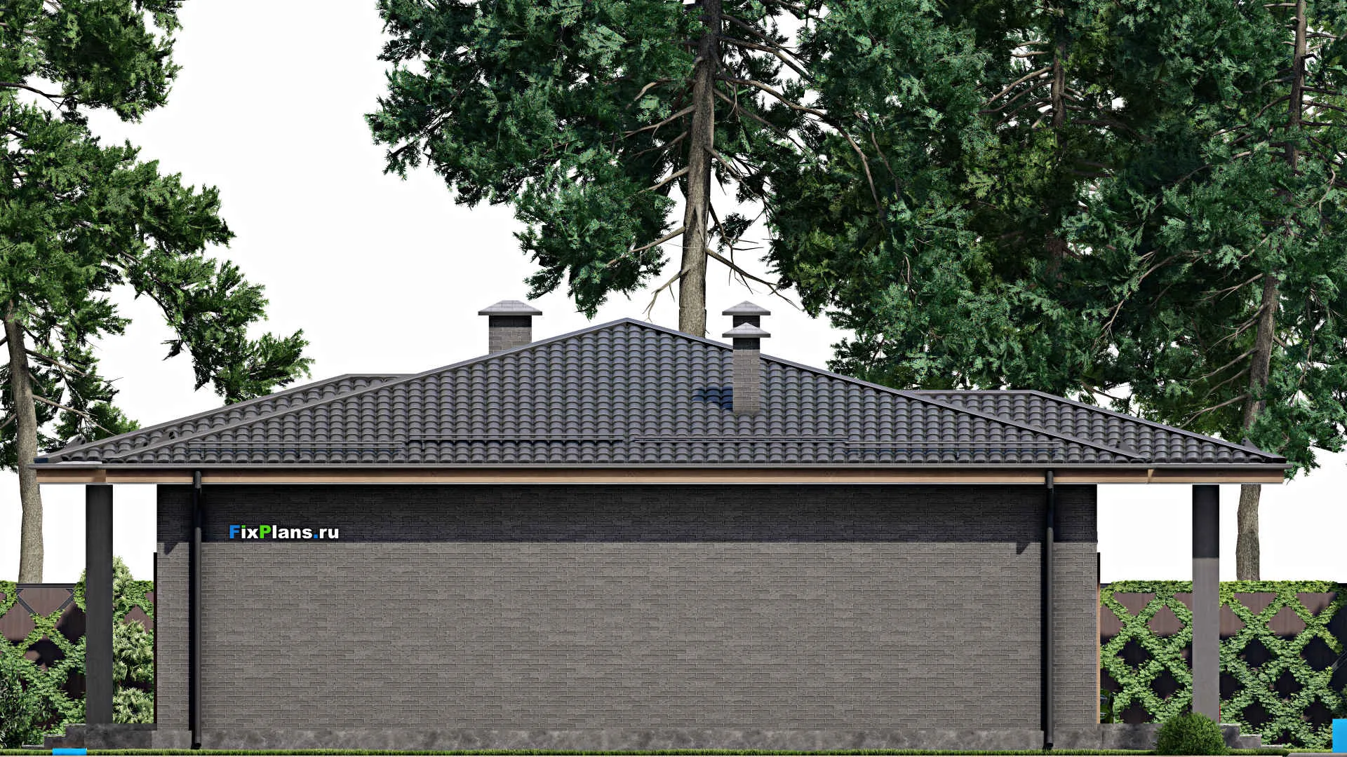 F-4616 - Проект одноэтажного дома 14 на 15, площадью 170 м² с террасой и 3 спальнями