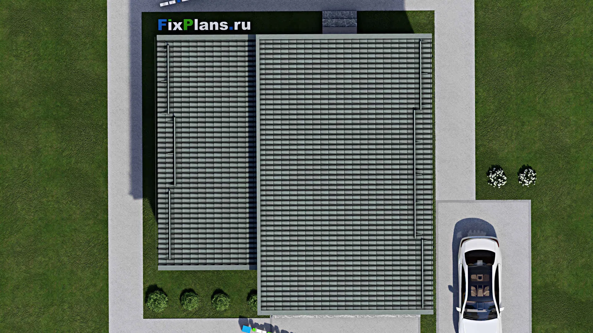 F-8963 - Проект одноэтажного дома 11 на 12, площадью 100 м² с террасой и 2 спальнями