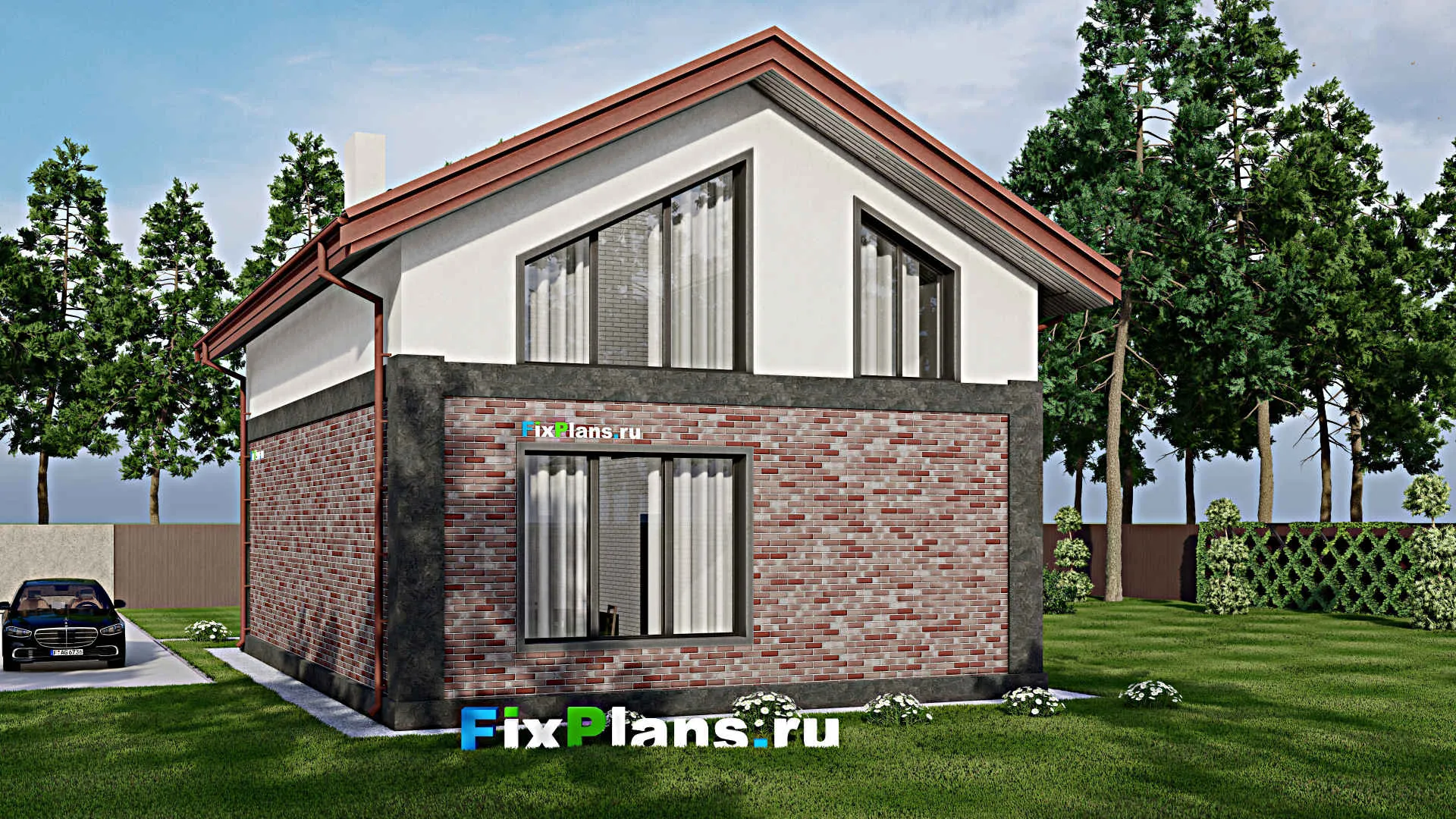 F-2276 - Проект дома с мансардой 9 на 13, площадью 150 м² с 1 спальнями