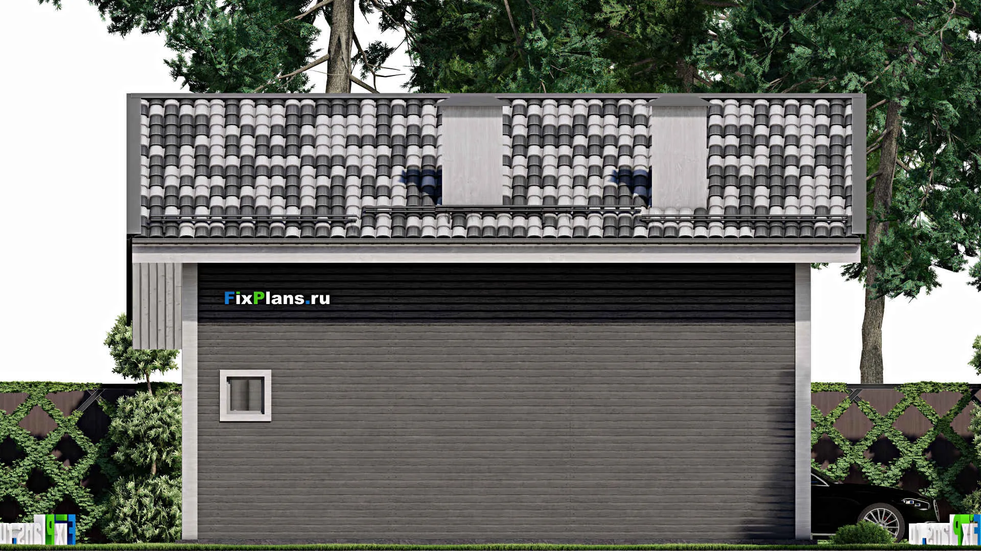 F-7613 - Проект дома с мансардой 10 на 11, площадью 130 м² с террасой, баней и 2 спальнями