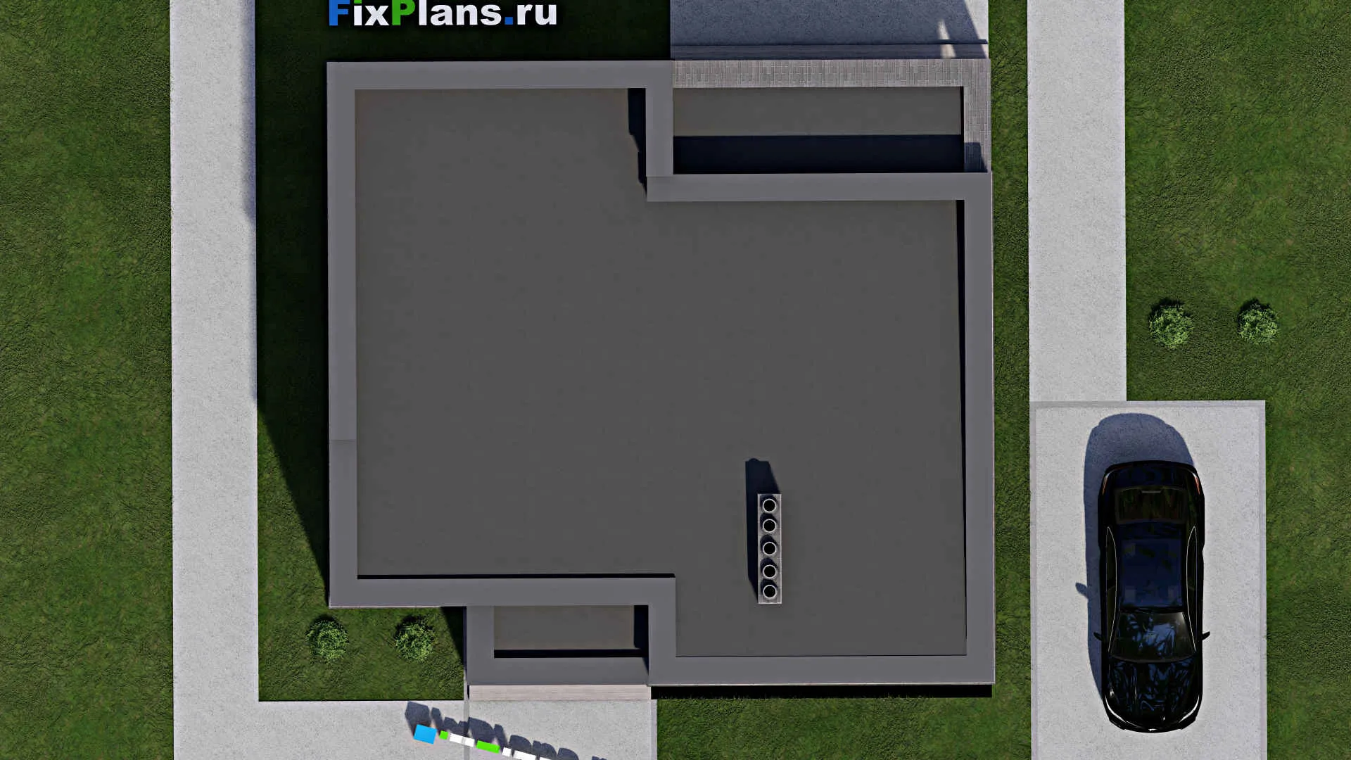 F-4058 - Проект одноэтажного дома 11 на 12, площадью 110 м² с террасой и 2 спальнями