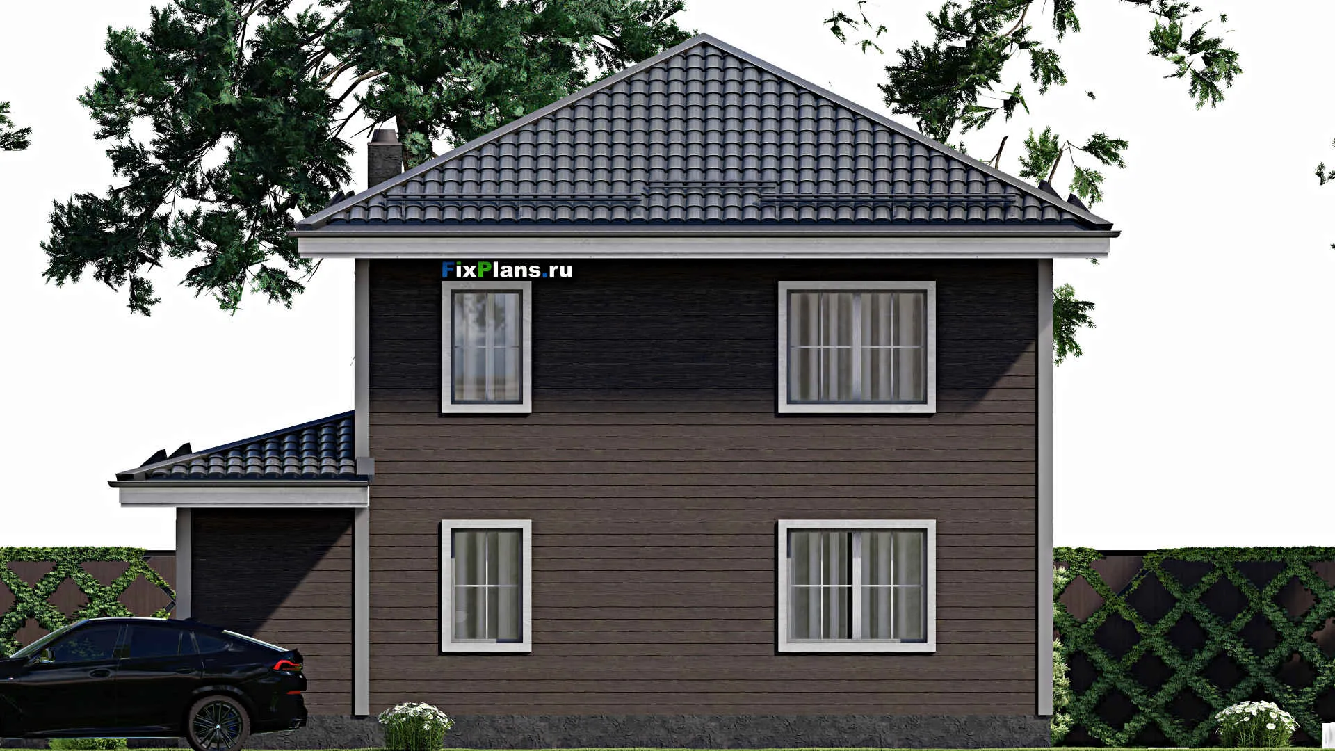 F-3221 - Планы двухэтажного дома 10 на 11, площадью 140 м² с террасой и 3 спальнями