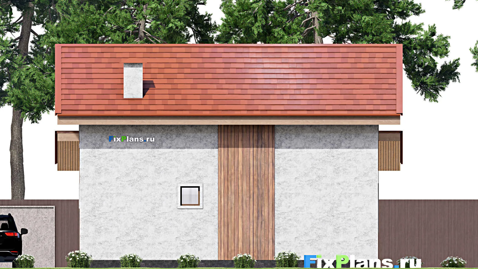 F-15326 - Проект бани 10 на 11, площадью 120 м² с комнатой отдыха, терассой, мансардой, санузлом и 2 спальнями