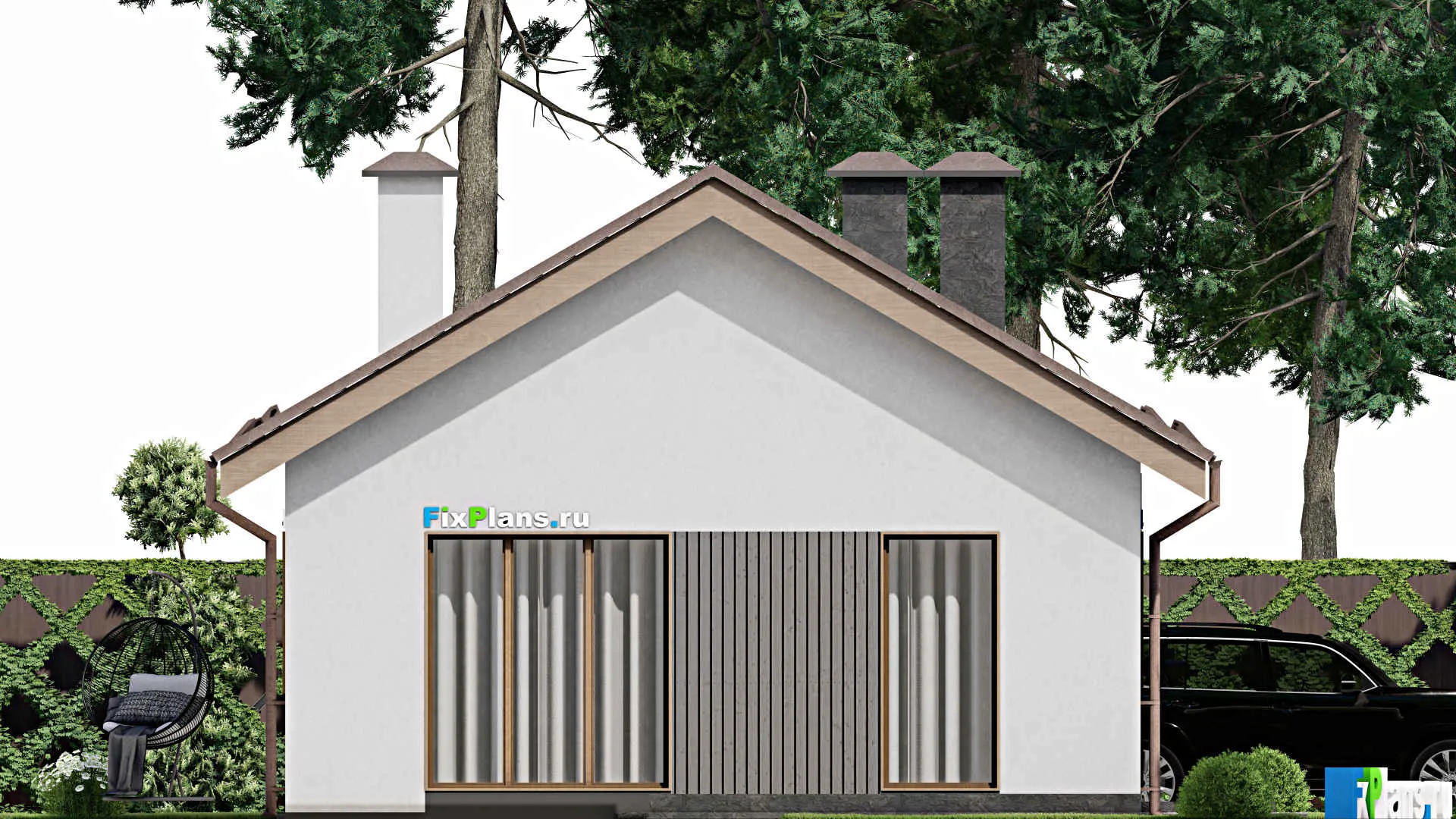 F-4490 - Проект одноэтажного дома 8 на 17, площадью 150 м² с террасой и 3 спальнями