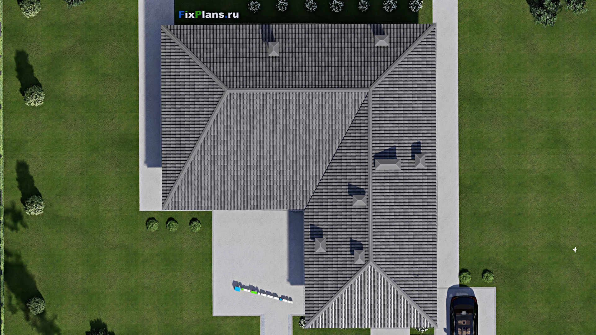 F-12347 - Проект бани 19 на 19, площадью 200 м² с терассой, 4 санузлами и спальней