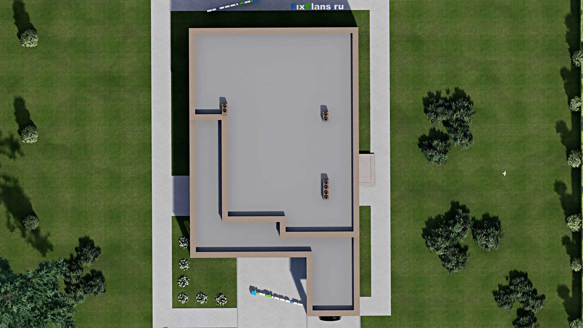 F-2663 - Проект одноэтажного дома 13 на 16, площадью 210 м² с террасой и 3 спальнями
