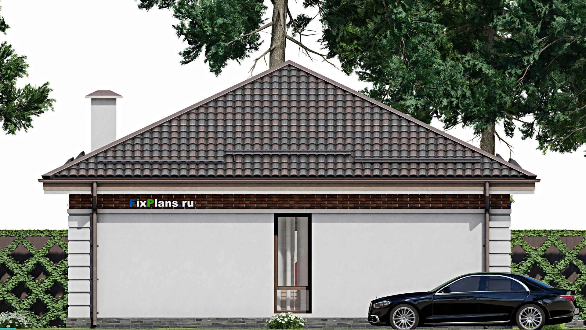 F-6011 - Проект одноэтажного дома 11 на 11, площадью 90 м² с 3 спальнями