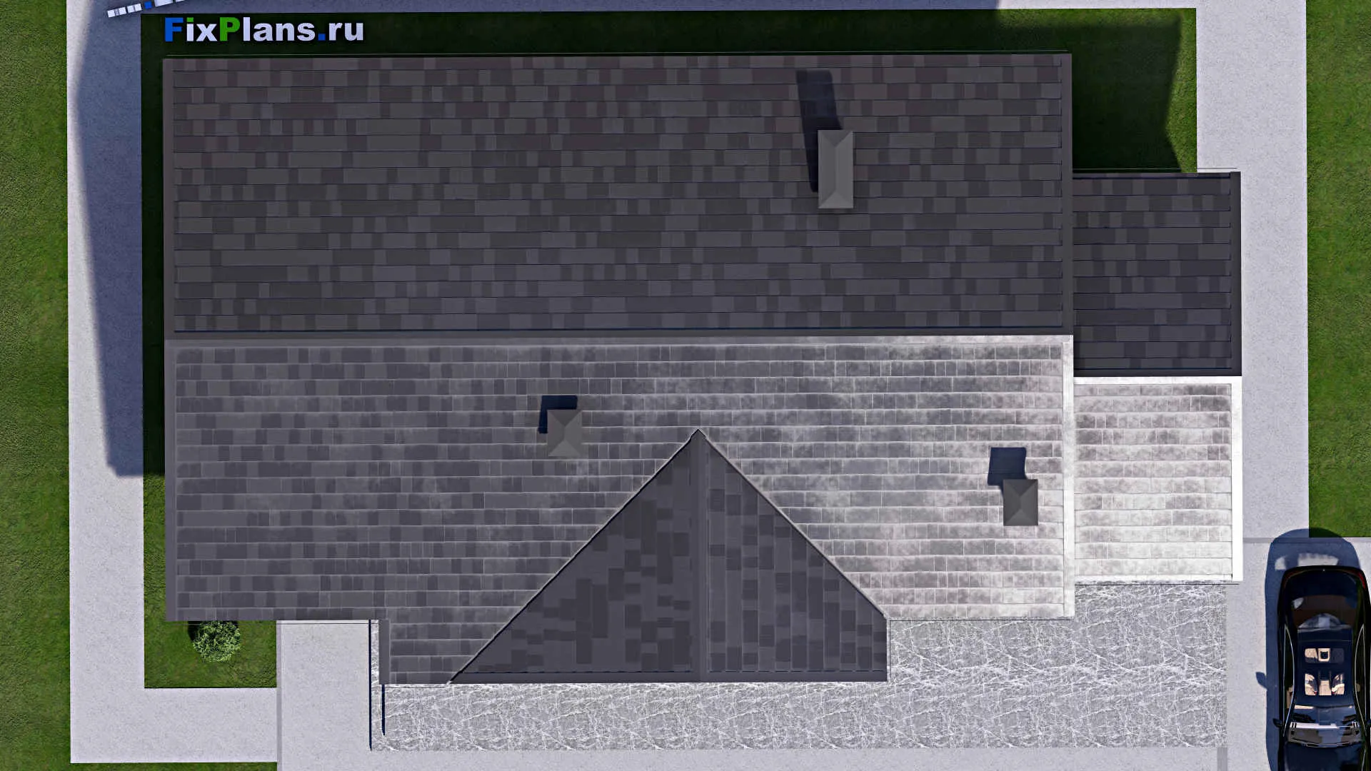 F-14372 - Проект одноэтажного дома 13 на 21, площадью 200 м² с террасой и 3 спальнями