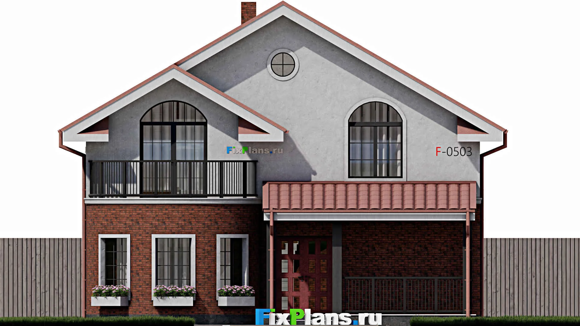 F-0503 - Проект дома с мансардой 11 на 11, площадью 240 м² с балконом и 6 спальнями