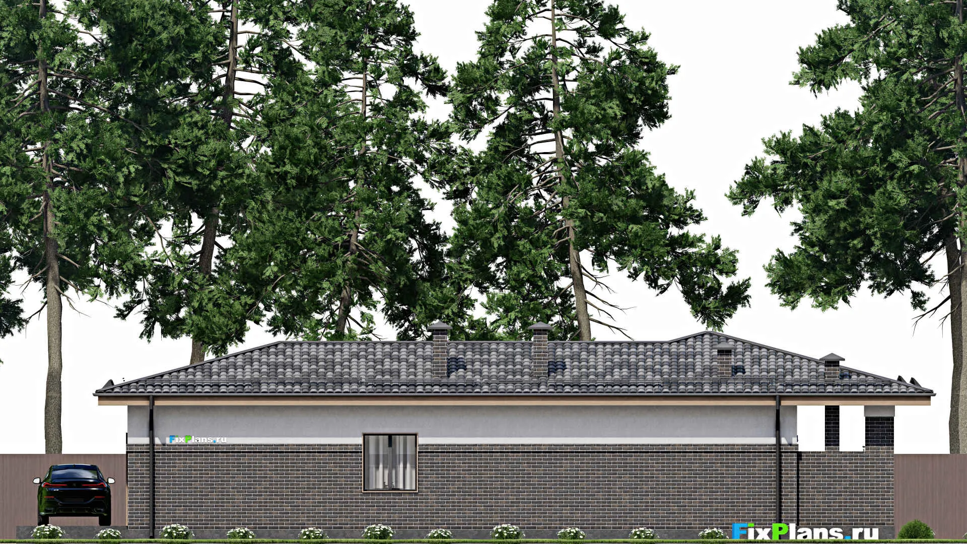 F-7271 - Проект одноэтажного дома 10 на 24, площадью 170 м² с террасой и 2 спальнями