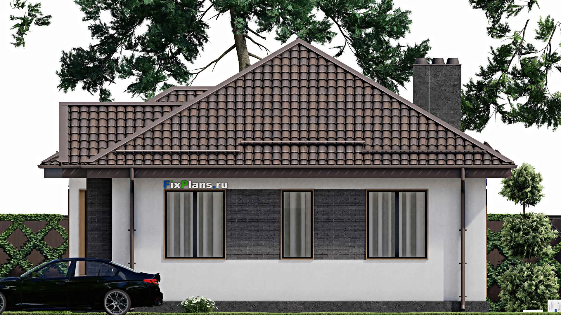 F-7361 - Проект одноэтажного дома 10 на 12, площадью 90 м² с 3 спальнями