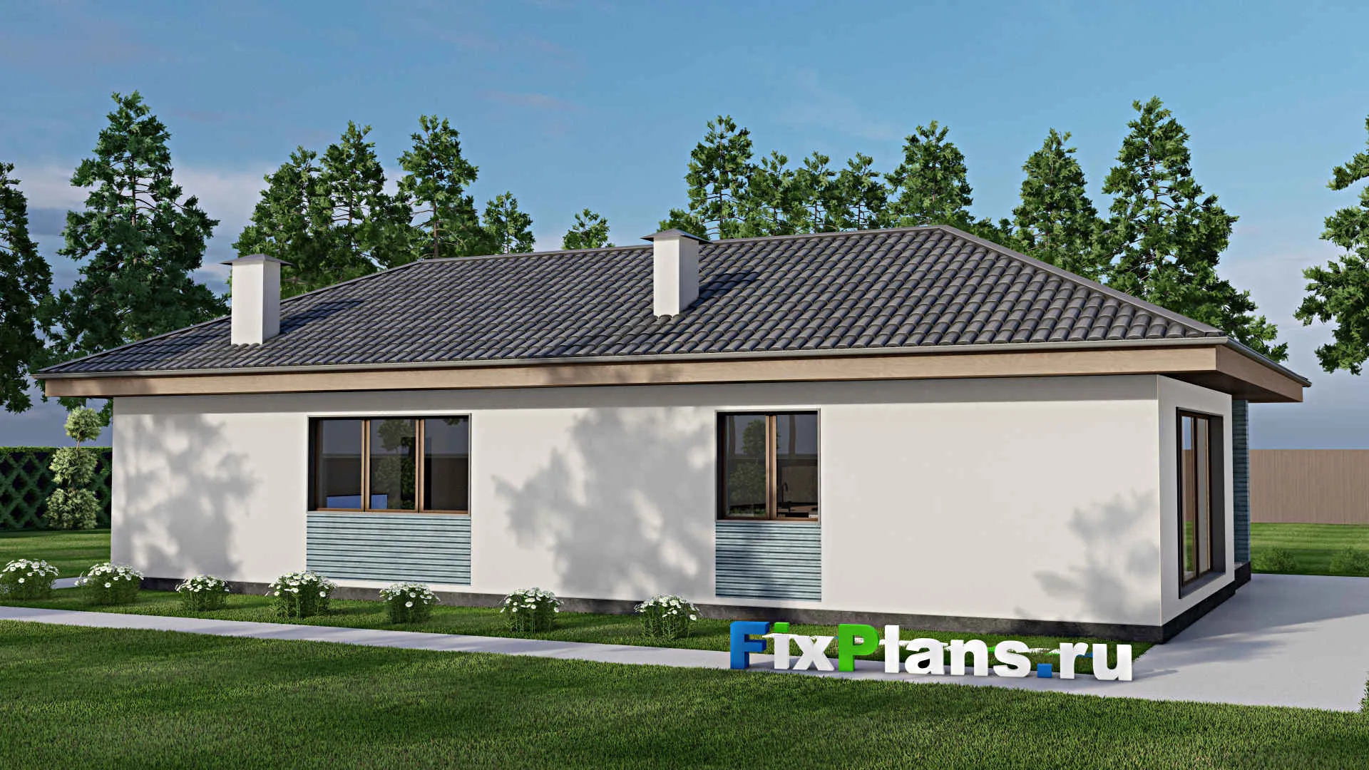 F-12347 - Проект бани 19 на 19, площадью 200 м² с терассой, 4 санузлами и спальней