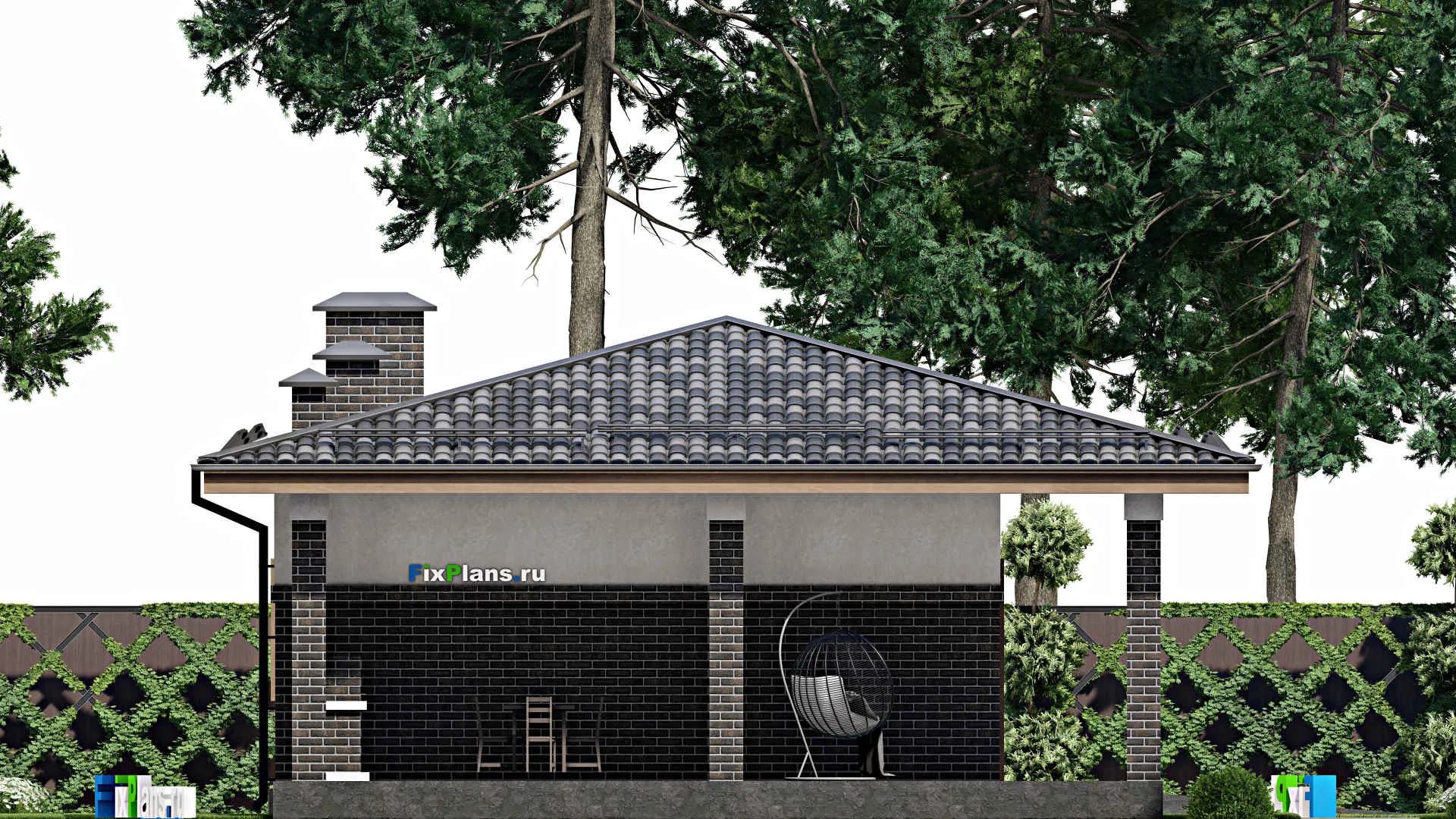 F-7271 - Проект одноэтажного дома 10 на 24, площадью 170 м² с террасой и 2 спальнями