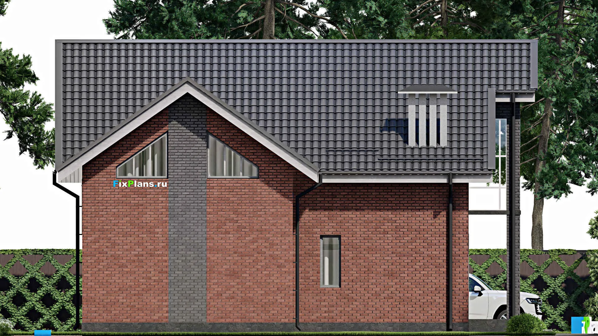 F-3752 - Проект дома с мансардой 11 на 13, площадью 190 м² с балконом и 4 спальнями