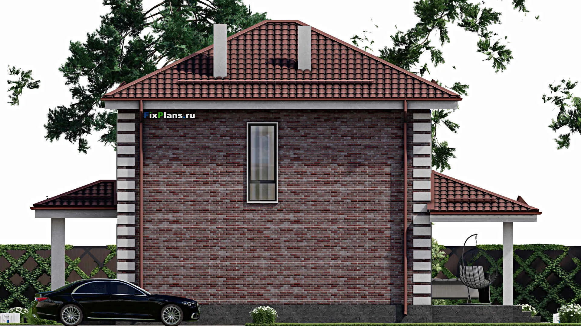 F-2159 - Планы двухэтажного дома 9 на 10, площадью 140 м² с террасой, баней и 3 спальнями