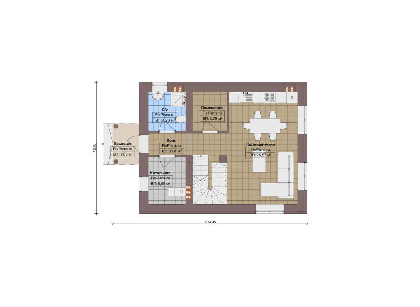 F-15272 - Планы дома с мансардой 8 на 11, площадью 90 м² с 3 спальнями