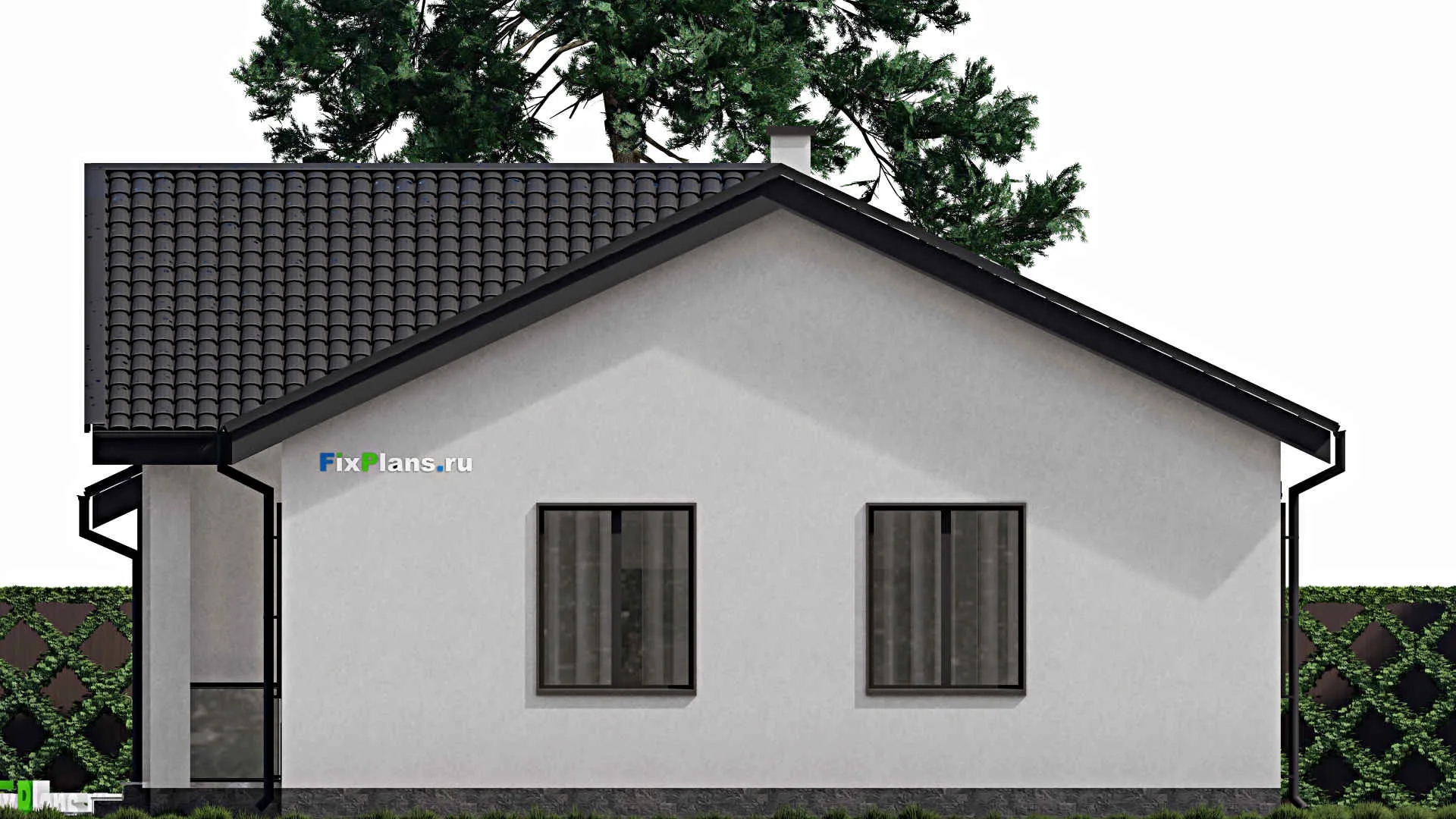 F-0872 - Проект одноэтажного дома 12 на 15, площадью 130 м² с террасой и 3 спальнями