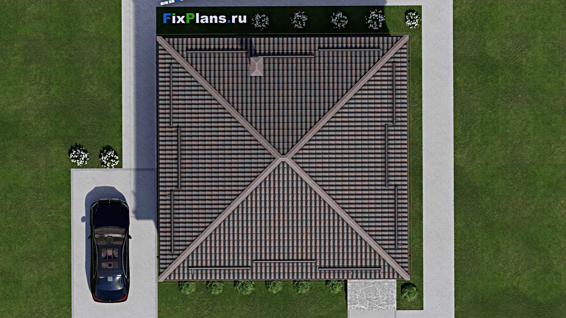 F-6011 - Проект одноэтажного дома 11 на 11, площадью 90 м² с 3 спальнями