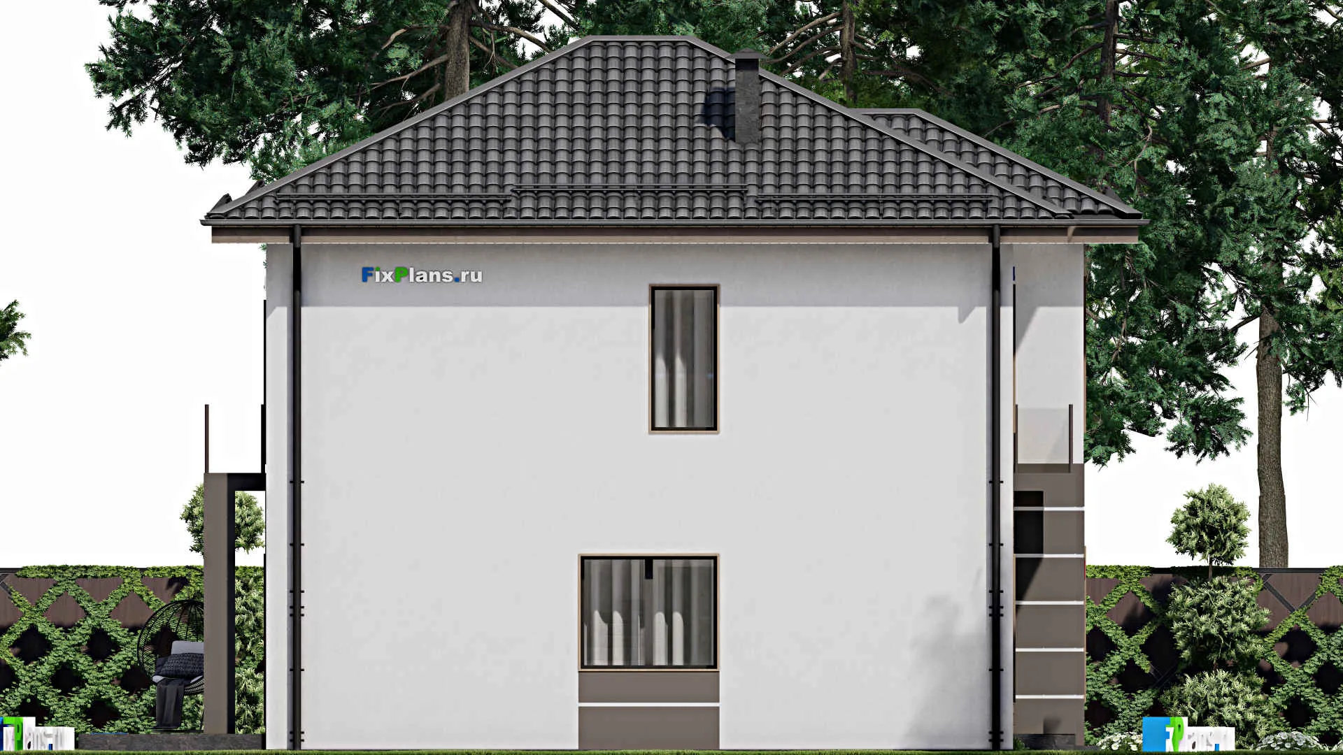 F-7253 - Проект двухэтажного дома 9 на 13, площадью 140 м² с террасой, балконом и 4 спальнями