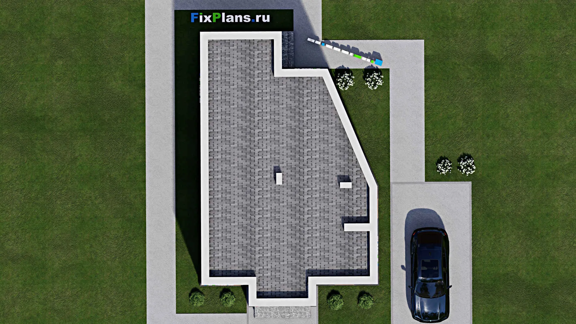 F-11204 - Проект одноэтажного дома 9 на 15, площадью 90 м² с террасой и 2 спальнями