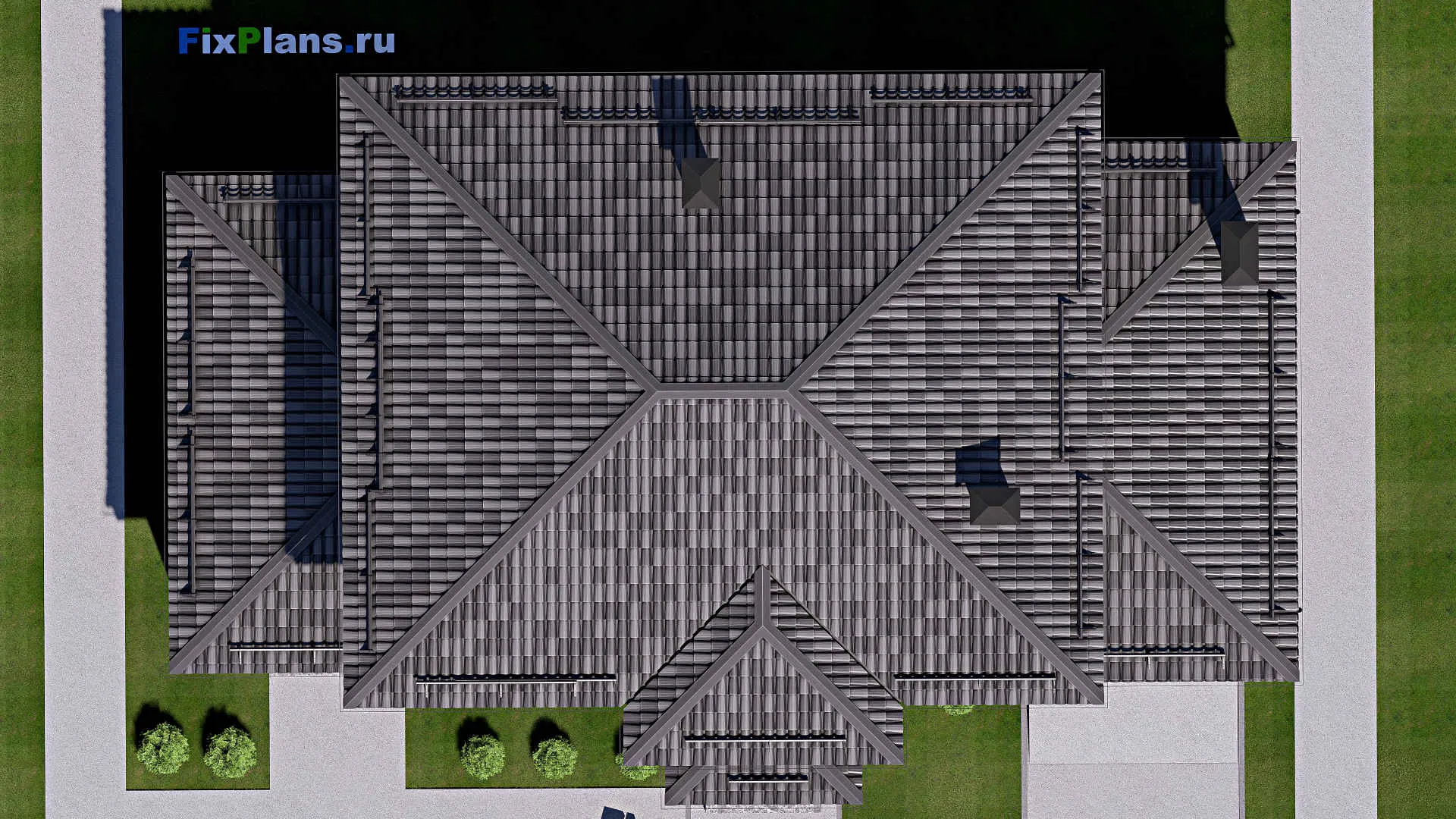 F-12671 - Проект двухэтажного дома 13 на 20, площадью 240 м² с террасой, гаражом на 1 машину и 4 спальнями