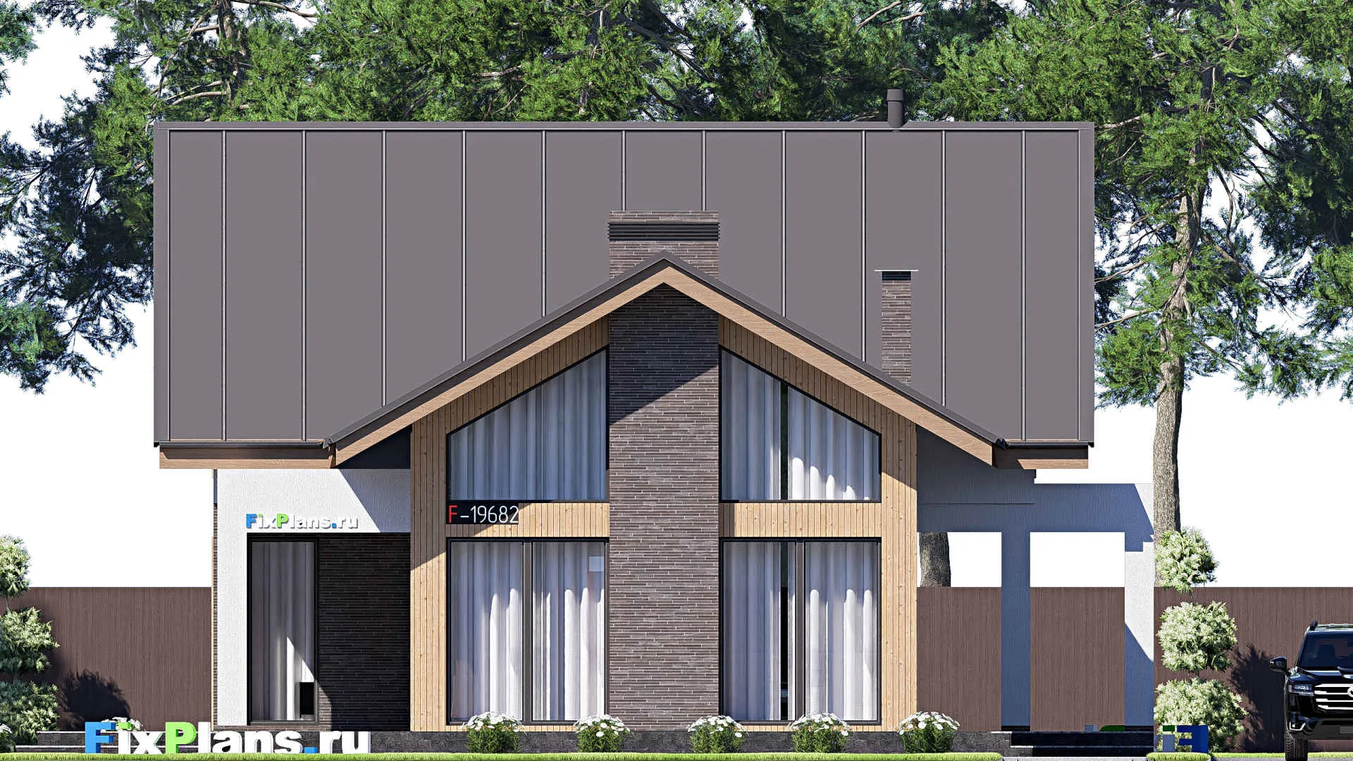 F-19682 - Планы дома с мансардой 16 на 22, площадью 350 м² с террасой, балконом и 4 спальнями